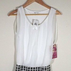 NWT White and Black Sleeveless Dress Size S